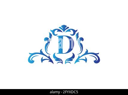 Lettere monogramma D. alfabeto floreale . Le iniziali del monogramma perfettamente per gli inviti di nozze, il biglietto di auguri, il logo ed altro disegno. Illustrazione Vettoriale