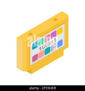 cartuccia per videogiochi isolata. Gioco TV retrò a 8 bit. Illustrazione Vettoriale