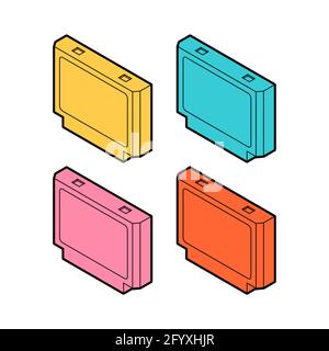 set di cartucce per videogiochi. Gioco TV retrò a 8 bit. Illustrazione Vettoriale