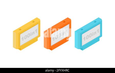 set di cartucce per videogiochi. Gioco TV retrò a 8 bit. Illustrazione Vettoriale