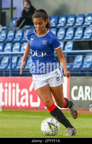 Milngavie, West Dunbartonshire, Regno Unito. 30 maggio 2021. Daina Bourma (n.3) del Rangers Women FC durante la Scottish Building Society, Premier League 1 delle donne scozzesi, Fixture Rangers FC vs Motherwell FC, Rangers FC Training Complex, Milngavie, West Dunbartonshire, 30/05/2021. | Credit Alamy Live News Foto Stock