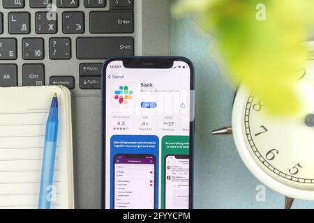 Kharkov, Ucraina - 28 maggio 2021: Slack app primo piano Foto Stock
