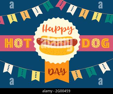 Biglietto d'auguri Hot Dogs Day Vector Illustrazione Vettoriale
