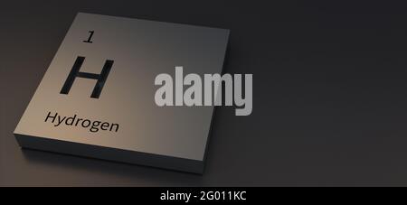 Elementi idrogeno su tavola periodica illustrazione 3d. Foto Stock