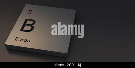 Elementi di boro su tavola periodica illustrazione 3d. Foto Stock