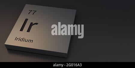 Elementi iridio su tavola periodica illustrazione 3d. Foto Stock