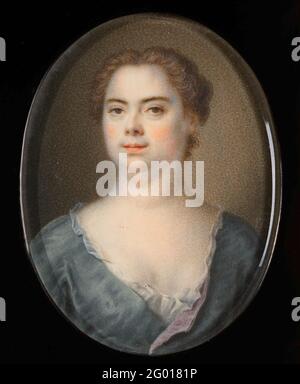 Ritratto di Esther Winter, moglie o Balthasar Denner. Ritratto di sua moglie Esther Winter, moglie del pittore Balthasar Denner. Busto, guardato. Pendente di SK-A-4835. Parte della collezione di ritratti in miniatura. Foto Stock