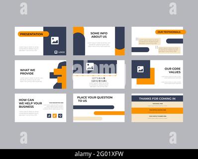 Azienda investimento Pitch Deck Vector Template Design. Stile elegante e moderno per convincere qualsiasi messaggio. Design colorato e business accattivante Illustrazione Vettoriale