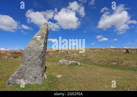 Cerchio di pietra su Scorhill giù Dartmoor UK Foto Stock