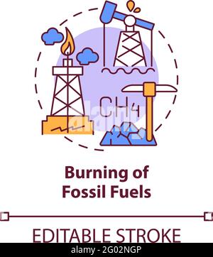 Icona del concetto di combustione dei combustibili fossili Illustrazione Vettoriale