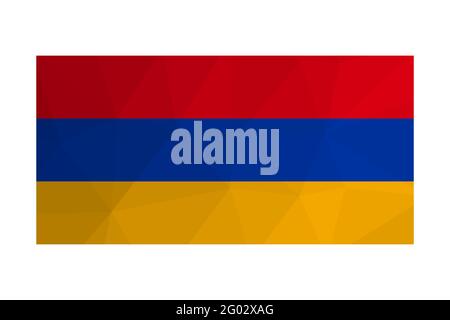Illustrazione vettoriale isolata. Bandiera nazionale armena con Tricolore di rosso, blu, arancione. Simbolo ufficiale dell'Armenia; design creativo in poly basso Illustrazione Vettoriale