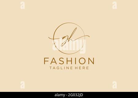 GH Monogramma di bellezza del logo Femminile e design elegante del logo, logo di scrittura a mano della firma iniziale, matrimonio, moda, floreale e botanico con creativo Illustrazione Vettoriale