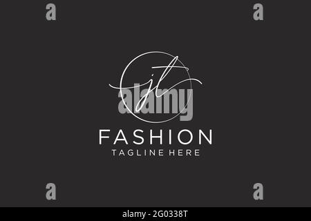 Monogramma di bellezza del logo JT Femminile e design elegante del logo, logo di scrittura a mano della firma iniziale, matrimonio, moda, floreale e botanico con creativo Illustrazione Vettoriale