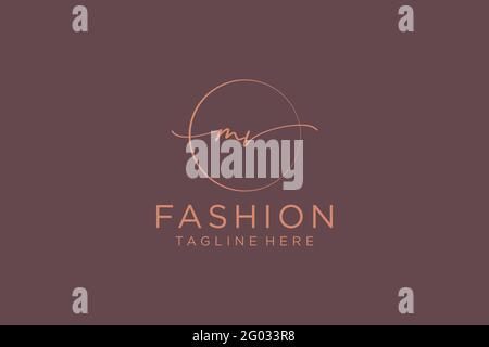 MV Monogramma di bellezza del logo femminile e design elegante del logo, logo di scrittura a mano della firma iniziale, matrimonio, moda, floreale e botanico con creativo Illustrazione Vettoriale
