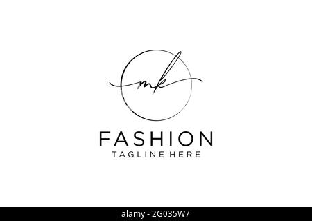 MK monogramma di bellezza con logo femminile ed elegante design con logo, logo scritto a mano di firma iniziale, matrimonio, moda, floreale e botanico con creatività Illustrazione Vettoriale