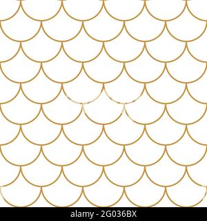 Scale di campitura a geometria senza giunture vettoriali, colore oro. Sfondo geometrico per pesci, sirena, drago o serpente. Per tessuti, sfondi, scrapbooking, biglietti, inviti o confezioni. Illustrazione Vettoriale