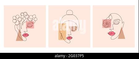 Collage moderno con le facce delle donne Illustrazione Vettoriale
