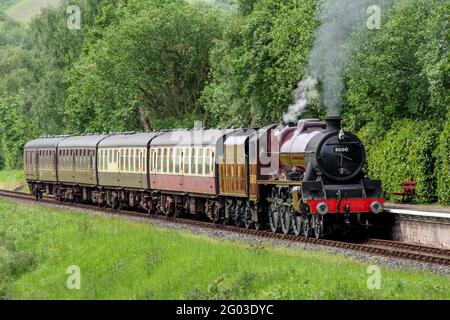 Un treno a vapore sulla East Lancs Railway Foto Stock