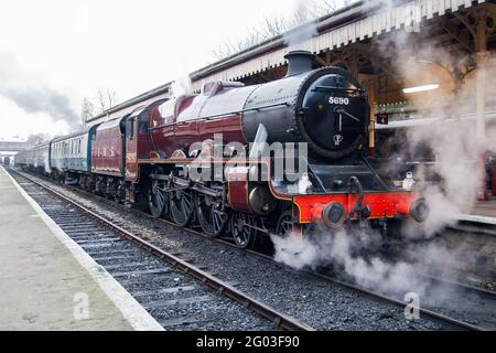 Un treno a vapore sulla East Lancs Railway Foto Stock