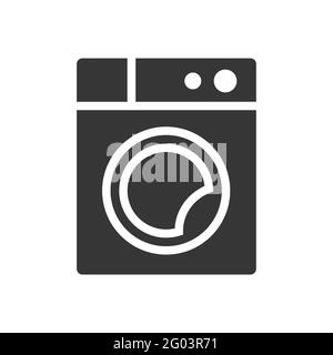 Icona vettore isolato singolo glyph della lavatrice Illustrazione Vettoriale
