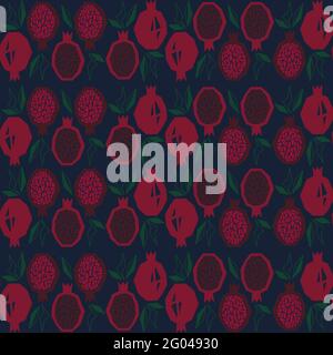 Motivo senza cuciture con melograni. Rosh Hashanah Illustrazione Vettoriale