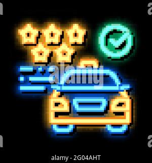 Taxi Service Rating Online icona bagliore al neon illustrazione Illustrazione Vettoriale