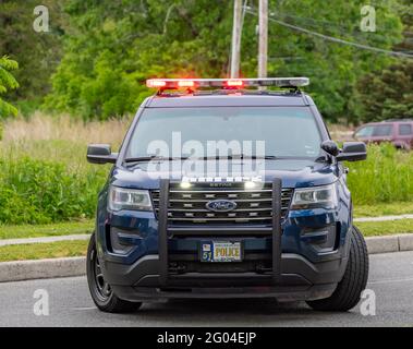 Un'auto di polizia dell'isola di Ford Shelter Foto Stock