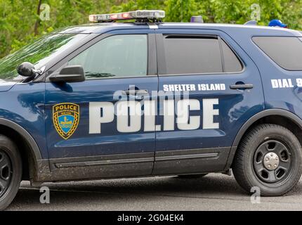 Un'auto di polizia dell'isola di Ford Shelter Foto Stock