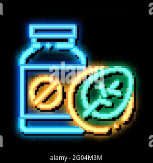 BIO Medicines Supplements neon bagliore icona illustrazione Illustrazione Vettoriale