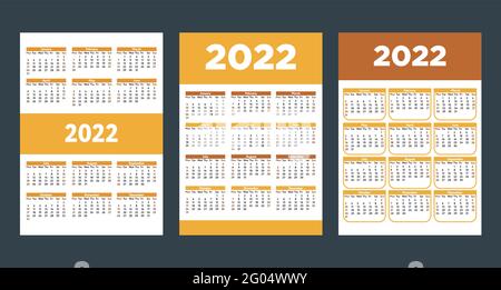 Calendario 2022 anni illustrazione vettoriale disegno piatto Illustrazione Vettoriale