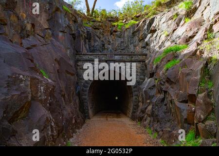 Swan View Tunnel nel John Forrest National Park è stato aperto per il traffico ferroviario nel 1896 come parte dell'allineamento della Ferrovia Orientale e chiuso nel 1966. Foto Stock