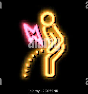 Immagine dell'icona di bagliore al neon del dolore pelvico Illustrazione Vettoriale
