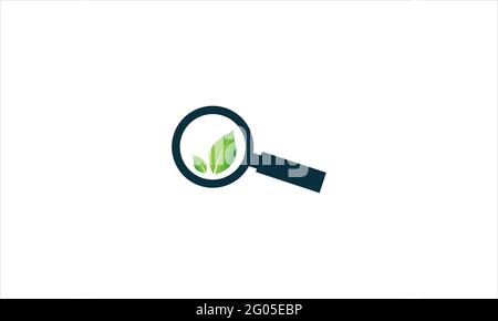 Leaf with Magnifier search icon Logo design illustrazione vettoriale Illustrazione Vettoriale