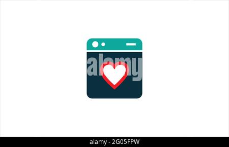 Logo Heart lavatrice icona disegno grafico modello vettoriale Illustrazione Vettoriale