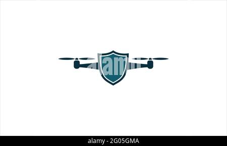 Modello vettoriale di illustrazione del modello del logo del drone Shield Illustrazione Vettoriale
