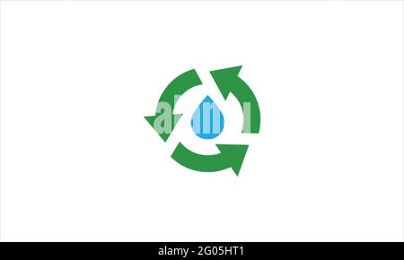 Riciclaggio dell'acqua e icona sicura Logo disegno vettoriale illustrazione modello Illustrazione Vettoriale