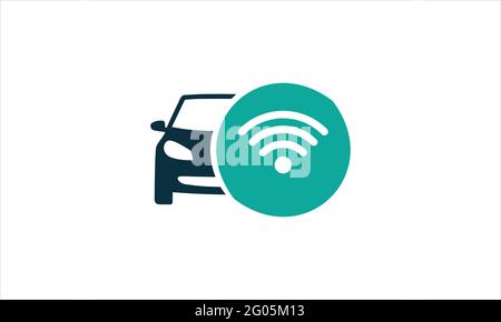 Immagine vettoriale del modello di logo dell'icona del segnale Wi-Fi per auto Illustrazione Vettoriale