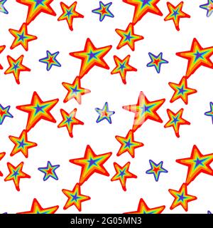 modello arcobaleno. Motivo estivo brillante senza cuciture. Design di tendenza estivo. Estate 2021. gay orgoglio colori. lgbt Illustrazione Vettoriale