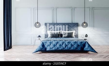 rendering 3d di una bella camera da letto con 2 lappi laterali Foto Stock