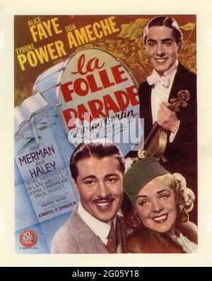 TYRONE POTÉ ESSERE ALICE FAYE E DON AMECHE NEL RAGTIME DI ALEXANDER BAND 1938 regista HENRY KING canzoni Irving Berlin Costumi Gwen Wakeling Twentieth Century Fox Foto Stock