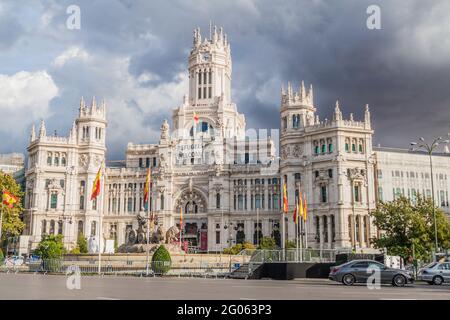 MADRID, SPAGNA - 22 OTTOBRE 2017: Palazzo Cybele Palacio de Cibeles a Madrid. Foto Stock