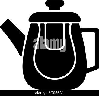 Icona di glifo nero con teapot in vetro doppio Illustrazione Vettoriale