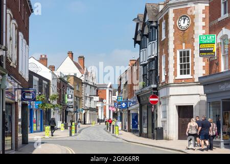 High Street pedonale, Uttoxeter, Staffordshire, Inghilterra, Regno Unito Foto Stock