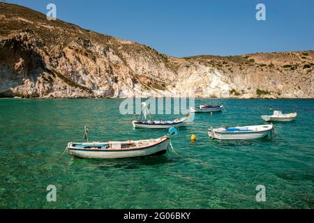 Firopotamos, porto, isola di Milos, Grecia, Milos, CICLADI, Grecia, Europa Foto Stock