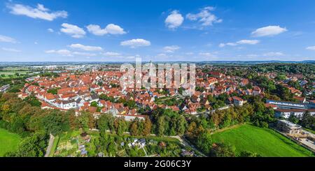 Vista aerea di Nördlingen nel Ries Foto Stock