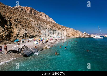 Spiaggia di Katergo, Isola di Folegandros, Cicladi, Mar Egeo, Grecia, Europa Foto Stock