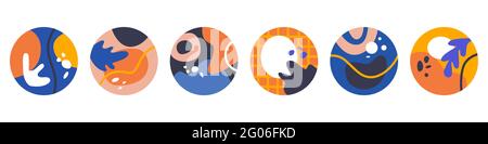 Set di icone Abstract Natural Bright Highlights per i social media. Illustrazione vettoriale Illustrazione Vettoriale