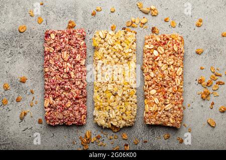 Saponette di cereali sani dall'alto Foto Stock