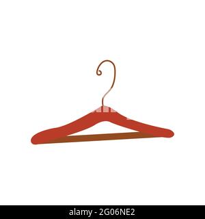Appendiabiti. Illustrazione vettoriale colorata in stile disegnato a mano singolo isolato. Strumento per organizzare lo stoccaggio nell'armadio. Gancio vuoto Illustrazione Vettoriale
