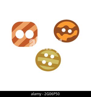 Set di piccoli pulsanti. Illustrazione vettoriale colorata in stile disegnato a mano isolato. Elemento per cucire, accessorio per decorazione per abbigliamento Illustrazione Vettoriale
